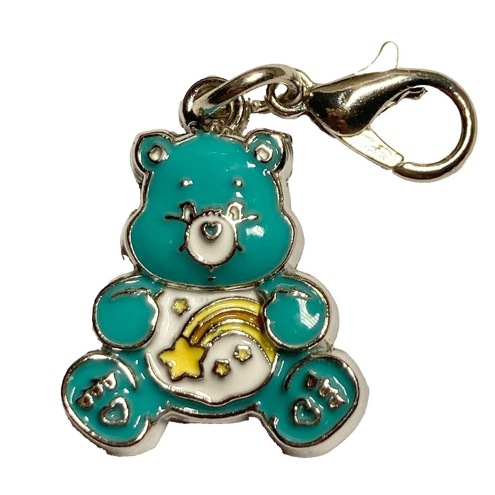 Care Bears Wish Bear Turquoise Blue Clip On Charm Rainbow Enamel Zipper Pull Bag